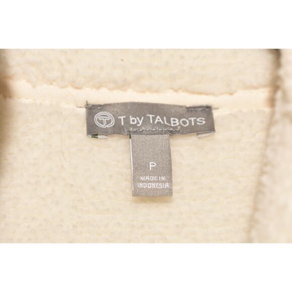 T BY TALBOTS $98 Double Knit High Pile Fleece Zip Jacket Ivory P Petite - Picture 4 of 4